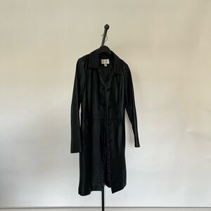 Vintage Black Leather Trench Coat